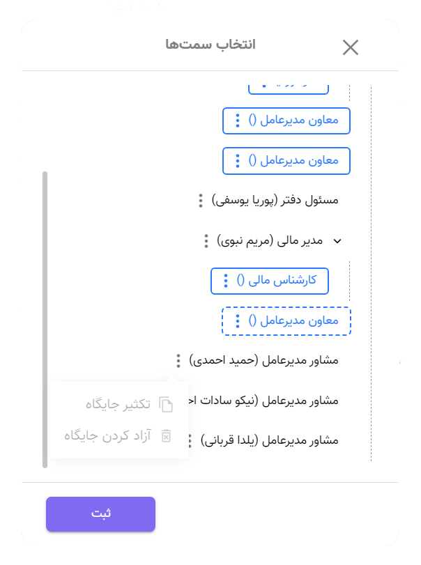 چارت پرسنلی اتوماسیون اداری ابری آوات